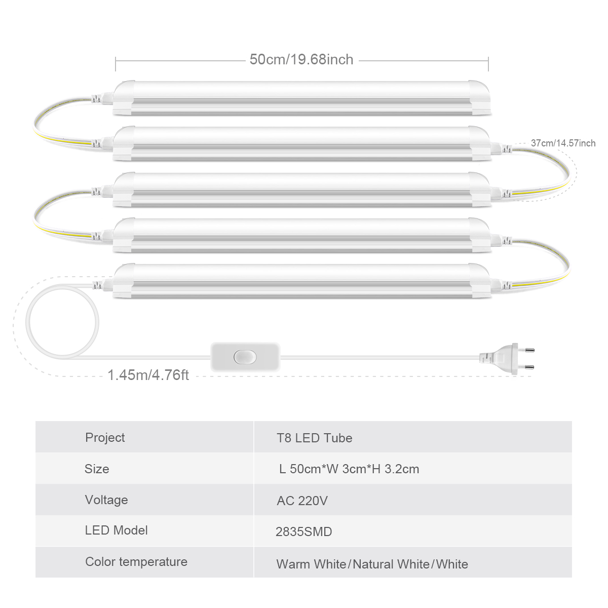 AC220V EU Plug T8 Светодиодная – обзор и цена Commercial Kitchen Ceiling